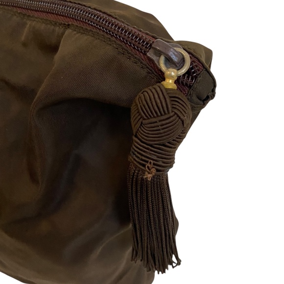 Prada Tessuto Nylon Zip Tote Bag – Chocolate Brown, Embroidered Logo + Tassel - Picture 13 of 15